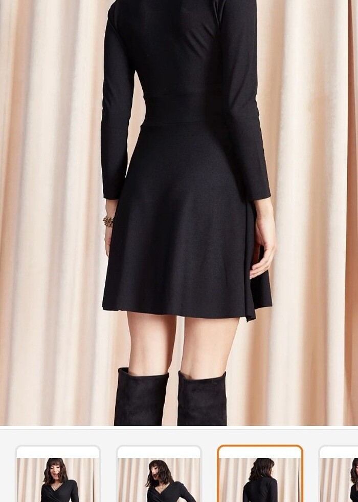 Siyah uzun kollu elbise - Görsel 3