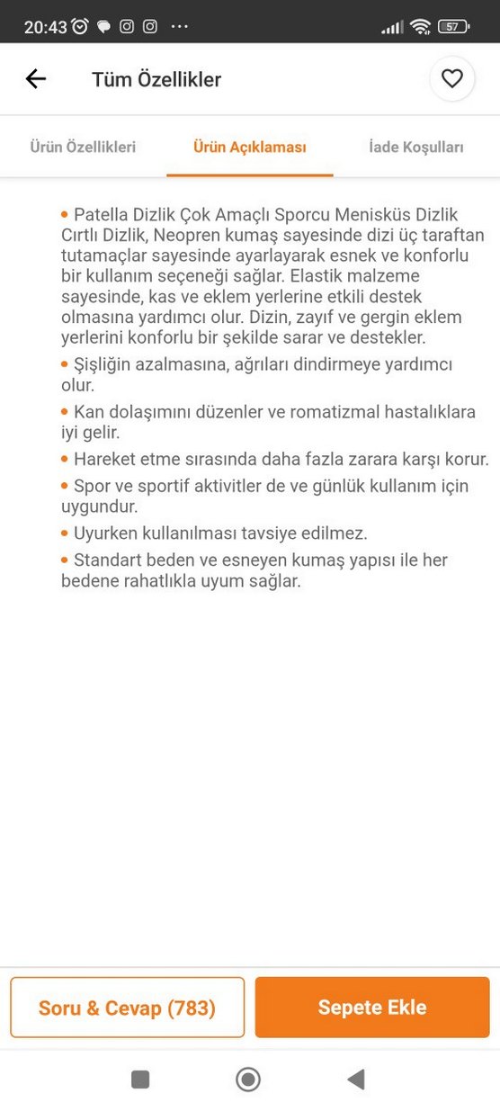 Siyah Patella cırtlı menisküs Dizlik standart beden - Görsel 2