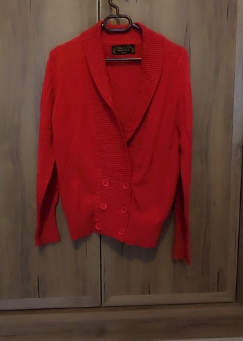 Kırmızı Düğmeli kışlık Kadın Hırka S beden - Görsel 6