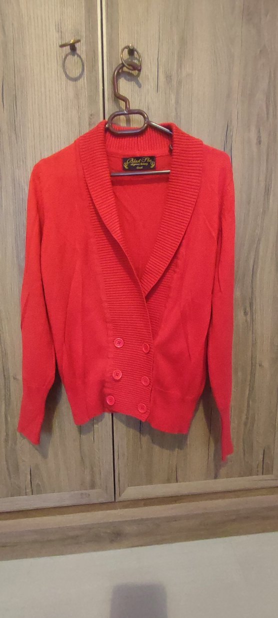 Kırmızı Düğmeli kışlık Kadın Hırka S beden - Görsel 5