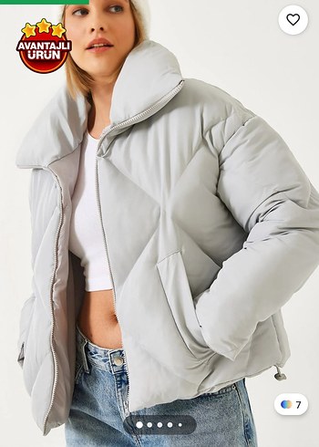 Bianco Lucci oversize şişme mont Gri Kadın 38 - Görsel 3