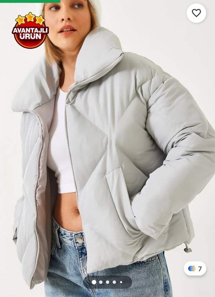 Bianco Lucci oversize şişme mont Gri Kadın 38 - Görsel 3