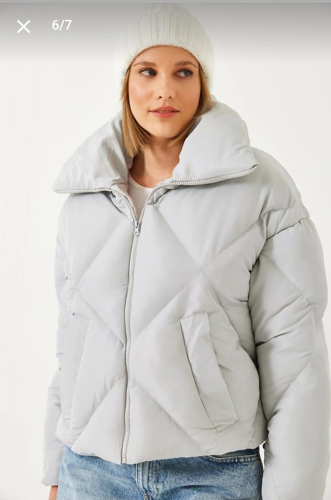 Bianco Lucci oversize şişme mont Gri Kadın 38 - Görsel 2