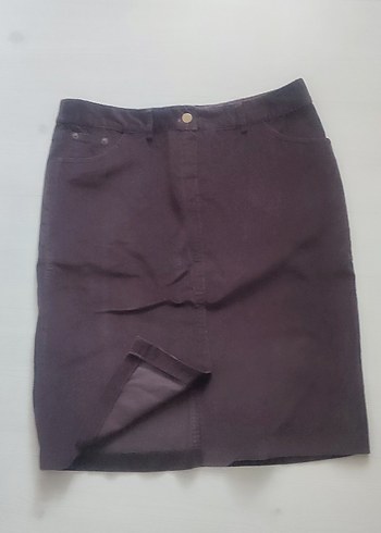 Park Bravo Bordo ince fitilli Süet kadife Midi Etek 40 beden - Görsel 2