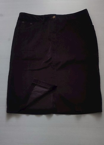 Park Bravo Bordo ince fitilli Süet kadife Midi Etek 40 beden - Görsel 5