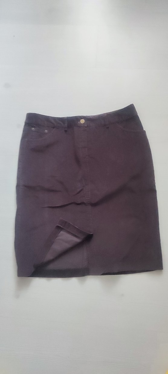 Park Bravo Bordo ince fitilli Süet kadife Midi Etek 40 beden - Görsel 2