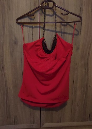 Adil ışık Kırmızı V boncuklu yaka Bluzu S beden - Görsel 4