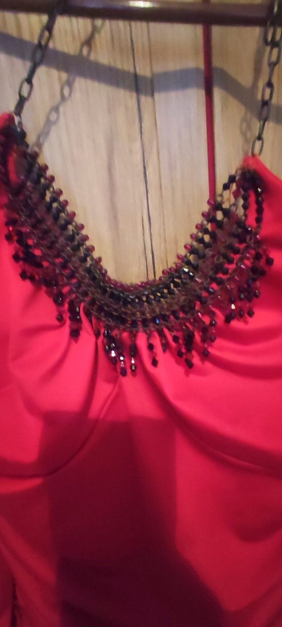 Adil ışık Kırmızı V boncuklu yaka Bluzu S beden - Görsel 3