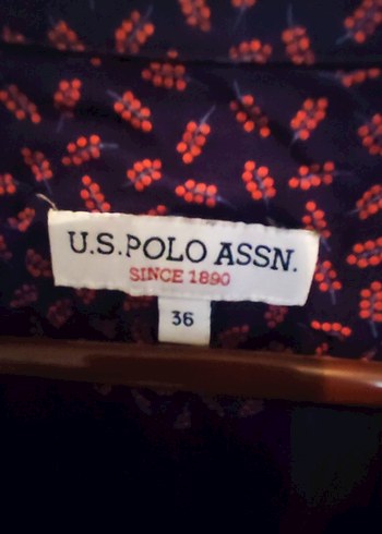 U.s Polo Mor Desenli V Yaka Uzun Kollu Gömlek 36 beden - Görsel 4