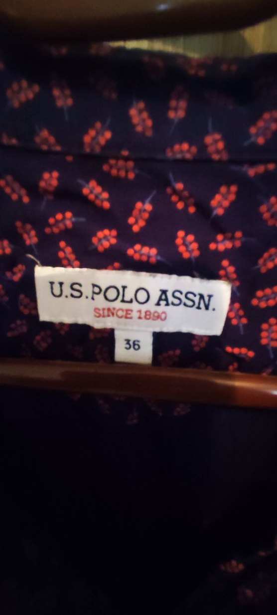 U.s Polo Mor Desenli V Yaka Uzun Kollu Gömlek 36 beden - Görsel 4