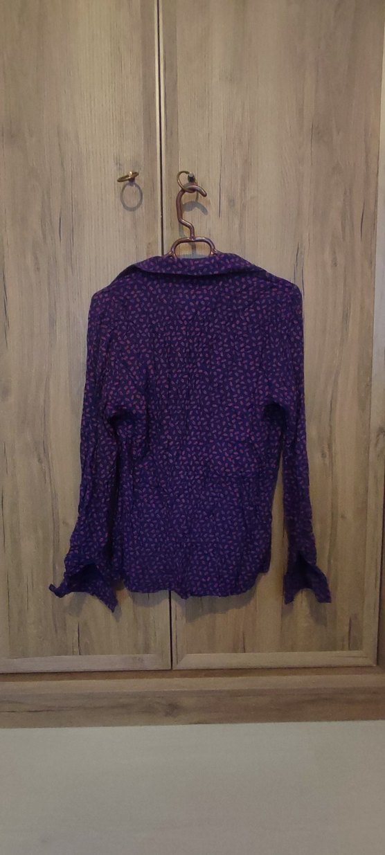 U.s Polo Mor Desenli V Yaka Uzun Kollu Gömlek 36 beden - Görsel 3