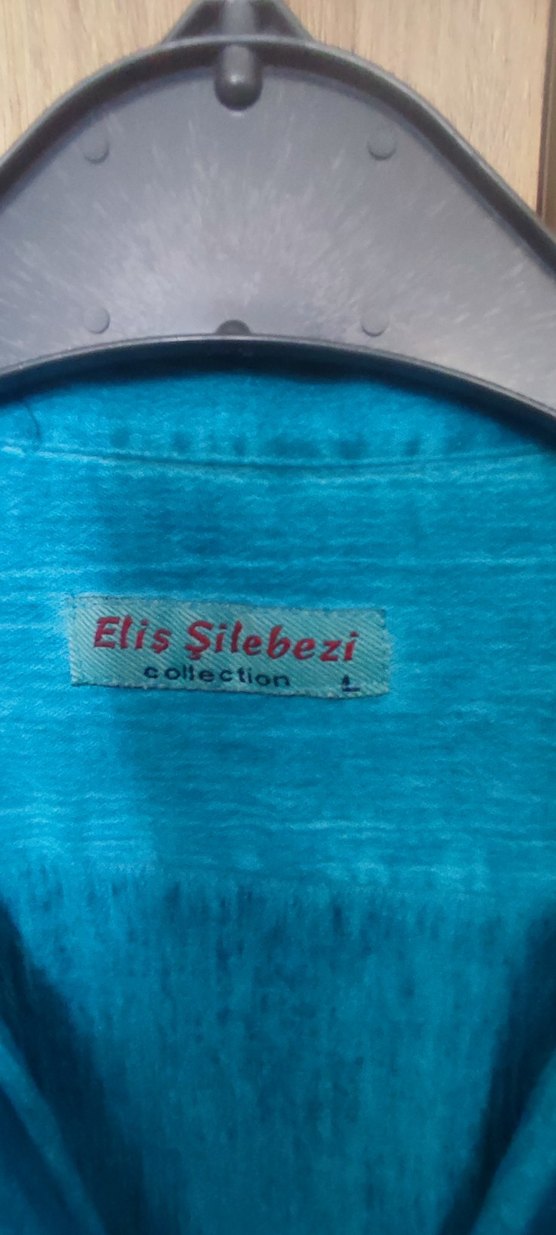 Şile bezi turkuaz Kısa Kollu Erkek Keten Gömlek S/M beden - Görsel 3