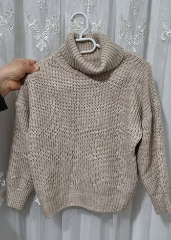 Bej Triko Boğazlı Erkek Çocuk Kazak