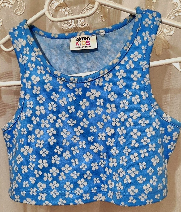 Mavi Çiçek Desenli Kız Çocuk Atlet - Görsel 2