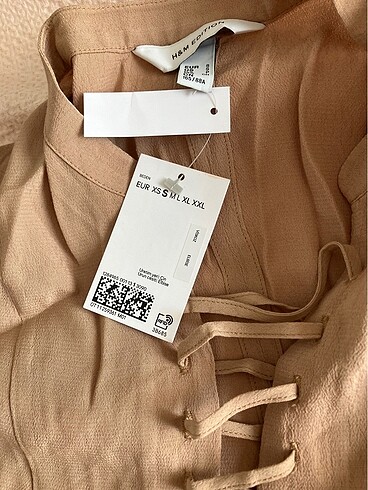 s Beden camel Renk H&M Kloş Etekli Bağcık Detaylı Elbise