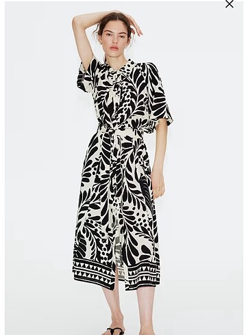 H&M H&M Kuşaklı Gömlek Elbise