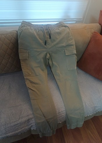 Camel renkli belden lastikli kargo pantolon 42 beden - Görsel 3