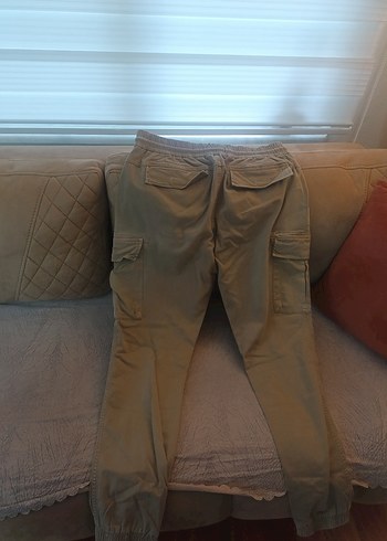 Camel renkli belden lastikli kargo pantolon 42 beden - Görsel 5