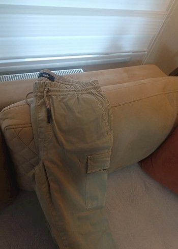 Camel renkli belden lastikli kargo pantolon 42 beden - Görsel 4