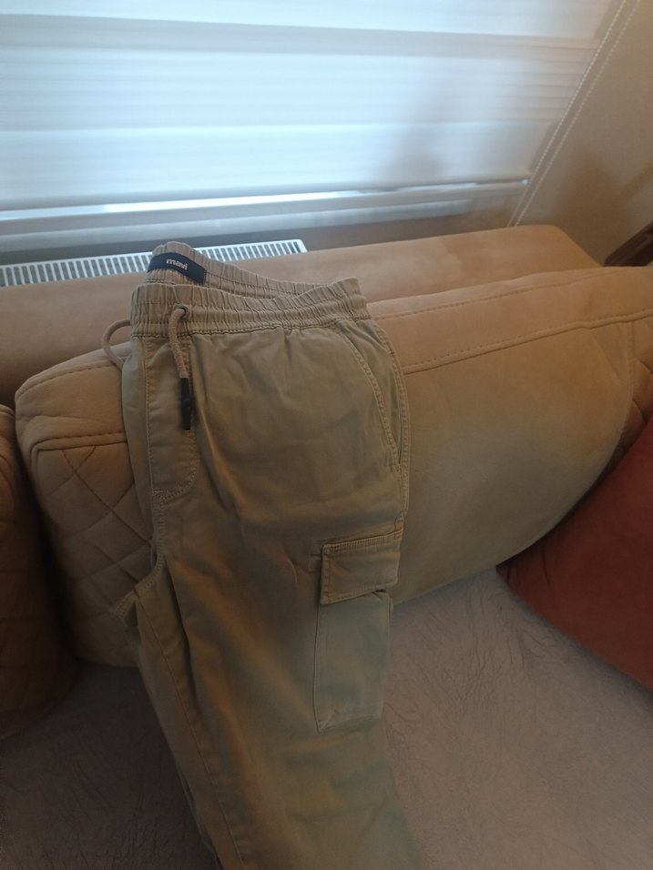 Camel renkli belden lastikli kargo pantolon 42 beden - Görsel 4