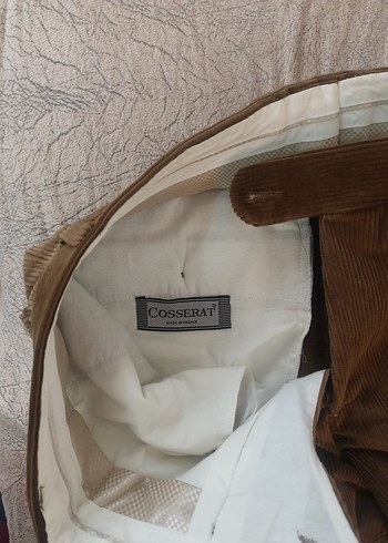 Taba rengi ince kadife Erkek Pantolon, Kemerli, Normal Boy - Görsel 4