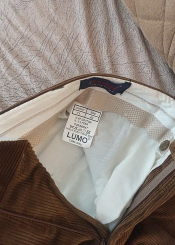 Taba rengi ince kadife Erkek Pantolon, Kemerli, Normal Boy - Görsel 5