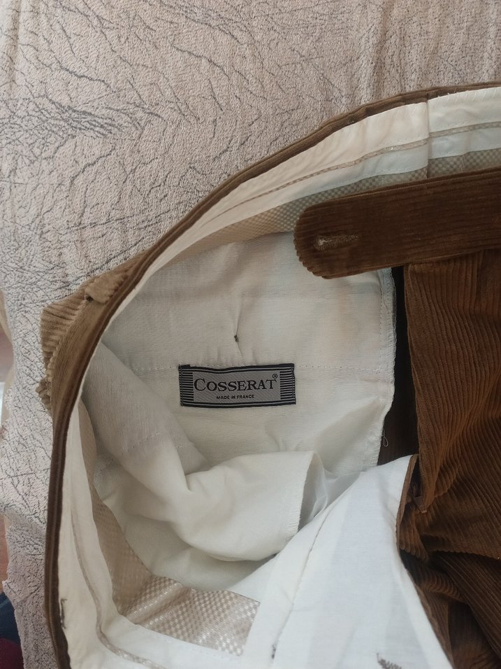 Taba rengi ince kadife Erkek Pantolon, Kemerli, Normal Boy - Görsel 4