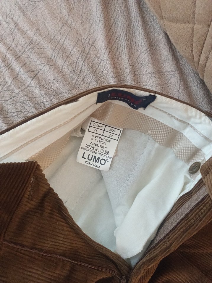 Taba rengi ince kadife Erkek Pantolon, Kemerli, Normal Boy - Görsel 5