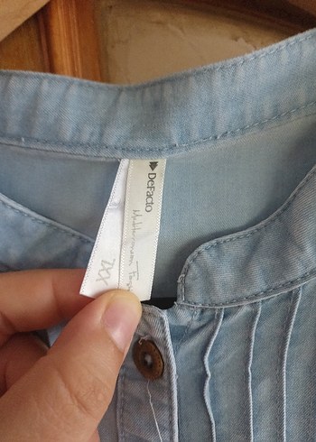 Mavi Düğmeli Kot Gömlek - Görsel 5