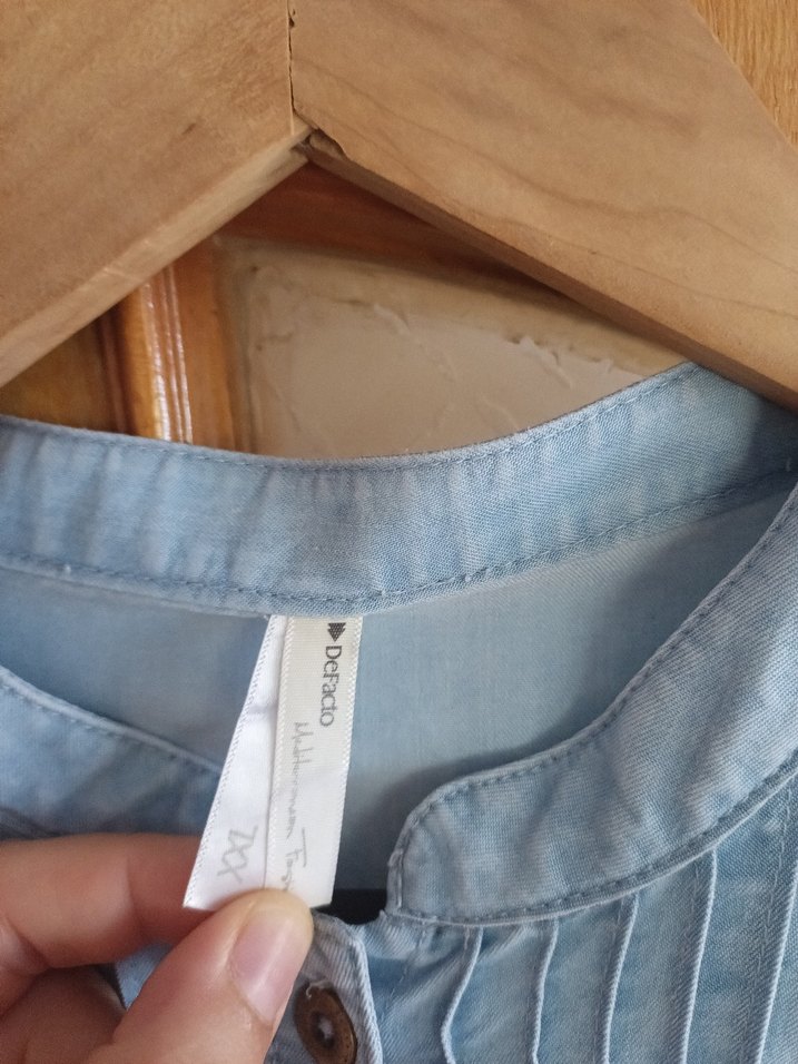 Mavi Düğmeli Kot Gömlek - Görsel 4