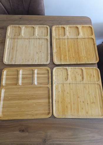 Bölmeli Ahşap Servis Tabakları 4'lü Set