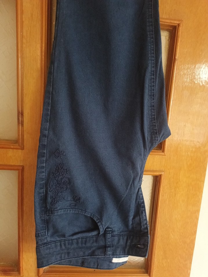 Düğmeli Lacivert Kadın Kot Pantolon - Görsel 4