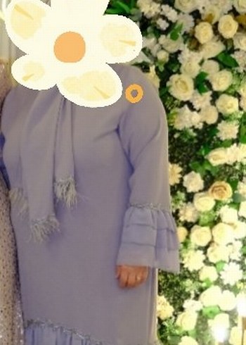 diğer Beden Gri Uzun Kollu Fırfırlı Kadın Elbise