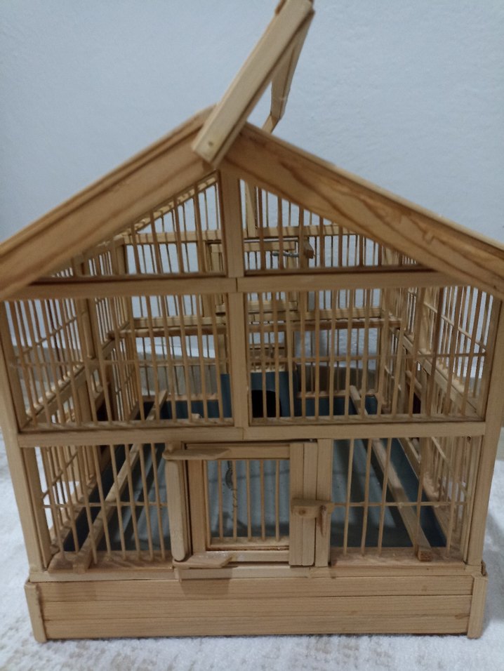 Bej Ahşap Kuş Kafesi - Görsel 2