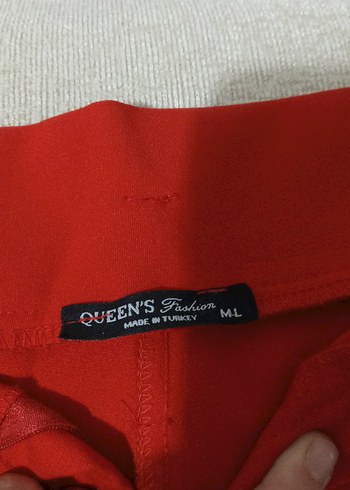 Kemerli Kırmızı Midi Kumaş Pantolon - Görsel 3