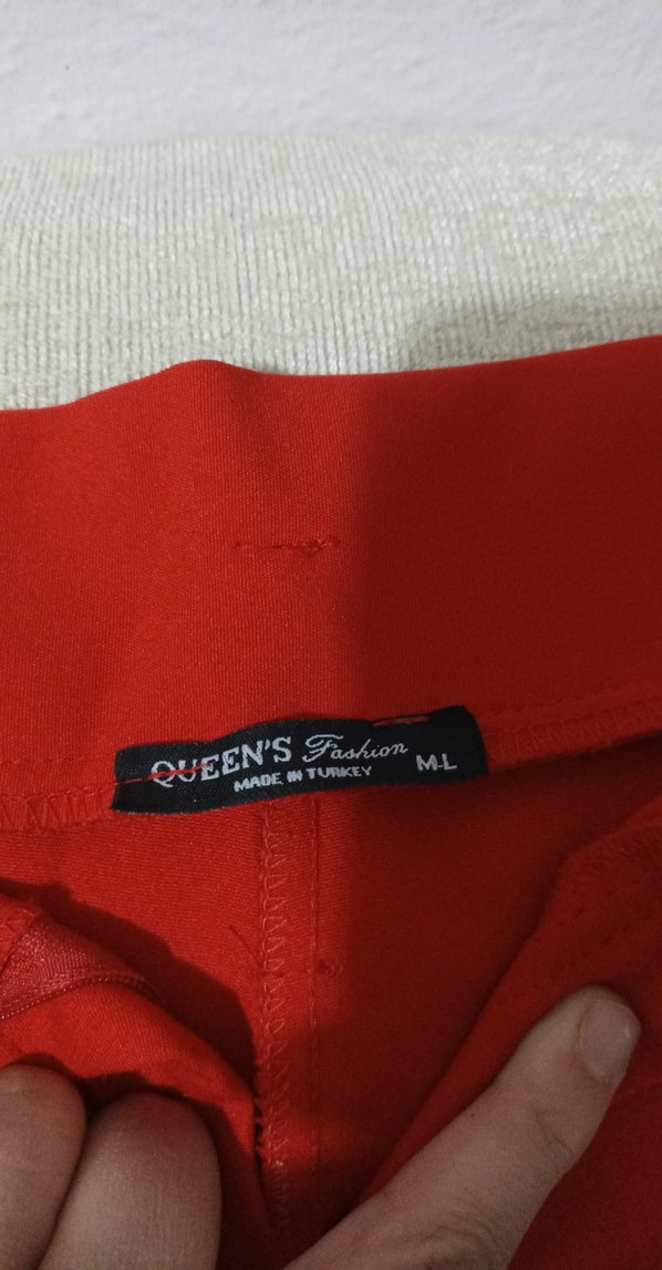 Kemerli Kırmızı Midi Kumaş Pantolon - Görsel 3