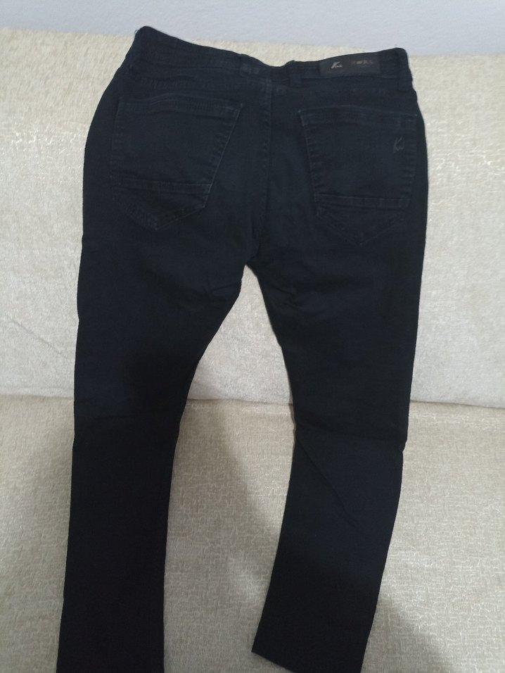 Düğmeli Siyah Desenli erkek Denim Jean - Görsel 2