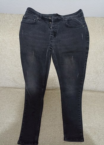 Gri Fermuarlı Denim erkek Pantolon - Görsel 3