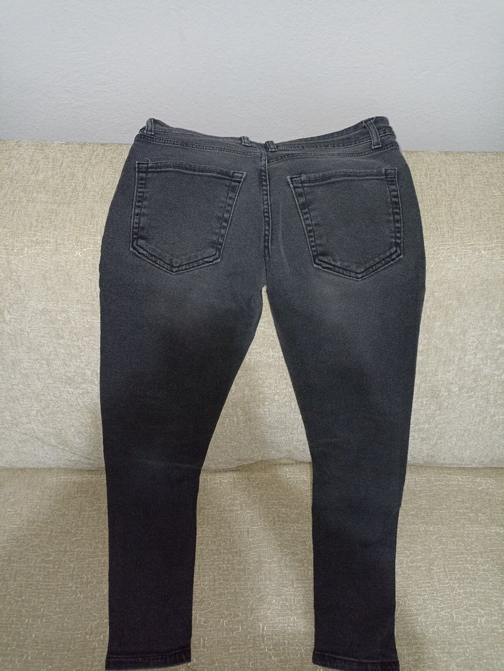 Gri Fermuarlı Denim erkek Pantolon - Görsel 2