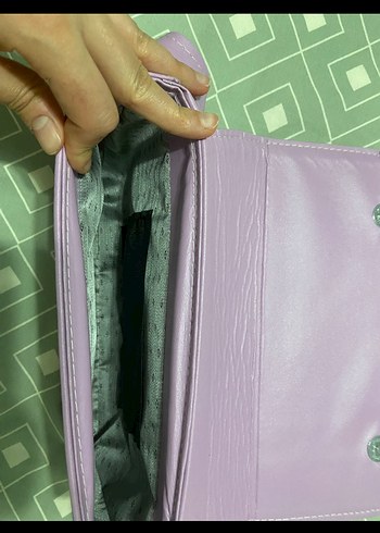 Mor Deri Kadın Fermuarlı Portföy Cüzdan - Görsel 3