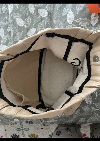 Bej Keten Baskılı Günlük Kadın Çantası - Görsel 4