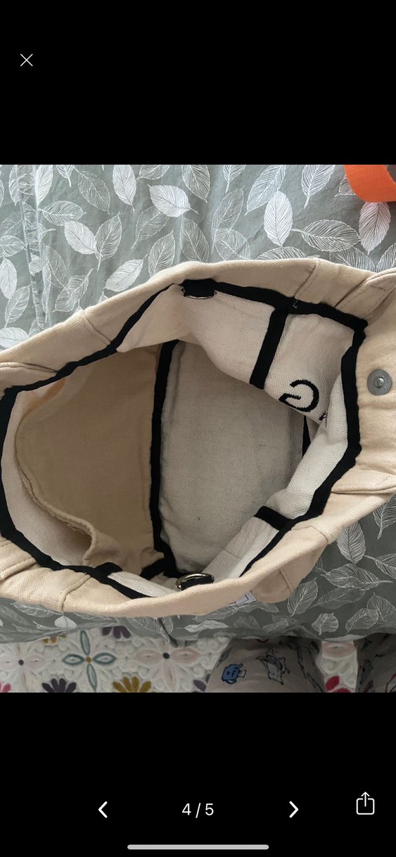 Bej Keten Baskılı Günlük Kadın Çantası - Görsel 4