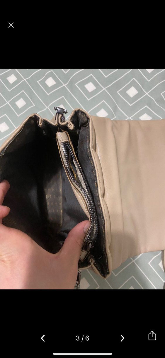 Bej Deri Kemerli Kadın Çanta - Görsel 4