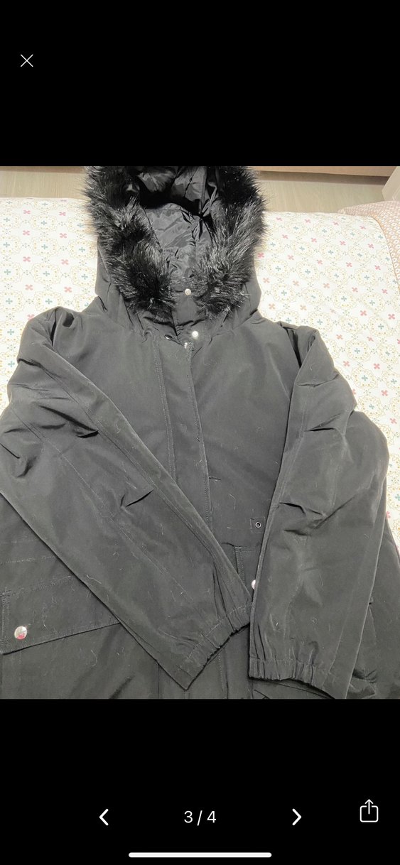 Siyah Kapüşonlu Kürklü Uzun Kadın Kışlık Mont - Görsel 3