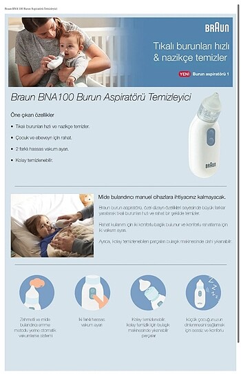 Yeni gibi Braun bna 100 Burun aspiratörü - Görsel 6