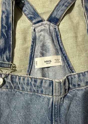 Mango Mavi Kot Kadın Midi Askılı Tulum - Görsel 3