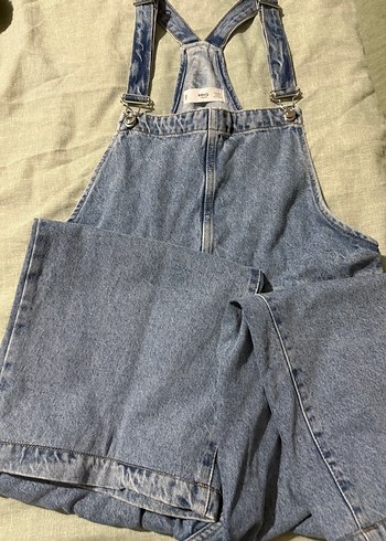 Mango Mavi Kot Kadın Midi Askılı Tulum - Görsel 2