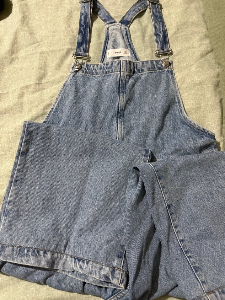 Mango Mavi Kot Kadın Midi Askılı Tulum - Görsel 2