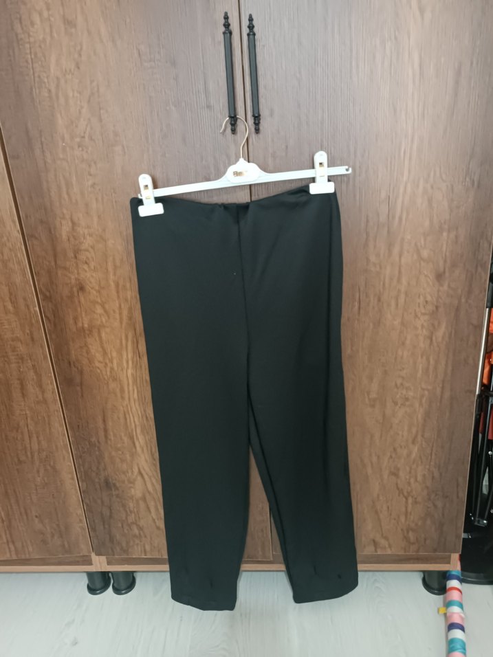 Siyah Midi Kadın Kumaş Pantolon - Görsel 5