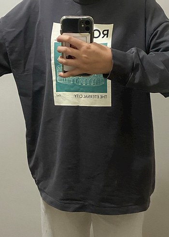 Gri Baskılı Sweatshirt